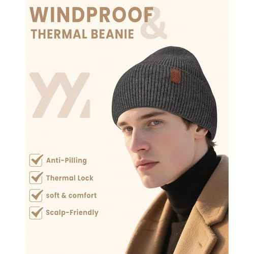 Winter Beanie for Men Women Fleece Lined Beanies Hats Soft Warm Winter Hat Thick Knit Hat for Daily Skiing Outdoor Activities