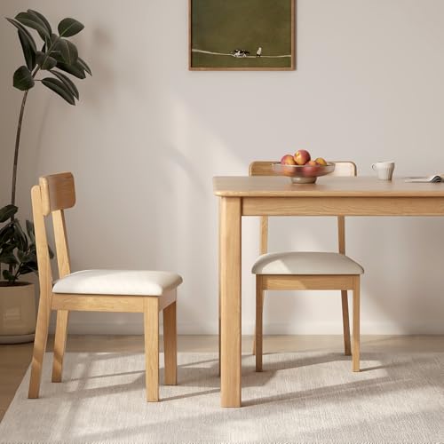 Solid Wood Upholstered Dining Chairs Set of 4, Mid Century Modern Dining Chairs with Curved Back, Wooden Desk Chair with Butterfly Wing Shape for Kitchen, Dining Room, Living Room, Study (4, Original)
