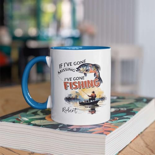 Fishing Man Design Ceramic Cup, Customized Name Fishing Mug 11oz 15oz, Personalized Coffee Cup With Fishing Scene, Custom ...