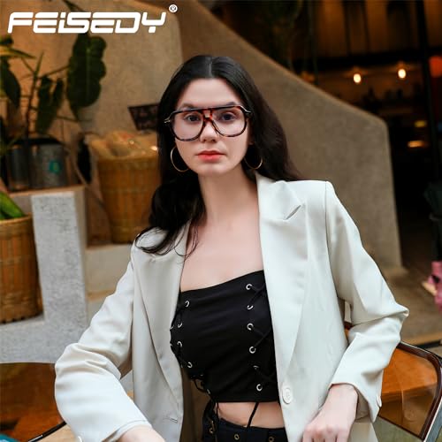 FEISEDY Aviator Frame Glasses for Women Men Blue Light Blocking Glasses Anti Glare Computer Eyeglasses B0039