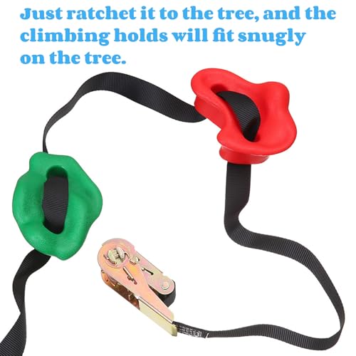 Youeon 18 Pcs Tree Climbing Holds with 9 Ratchet Straps, Outdoor Tree Climbing Kit, Outdoor, Backyard, Gym, Obstacle Cours...