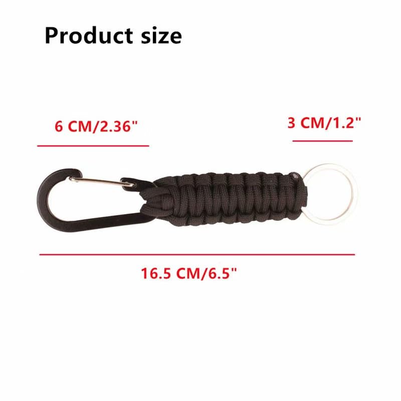 Tactical Paracord Keychain with Carabiner Clip –Fluorescent Green Heavy Duty Braided Rope Lanyard Key Holder – Outdoor Cam...