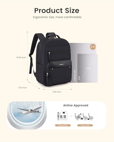 LOVEVOOK Laptop Backpack for Women with 2X Extra-Large Tumbler Pockets, 15.6" Work Backpack Purse, Travel Personal Item Ba...