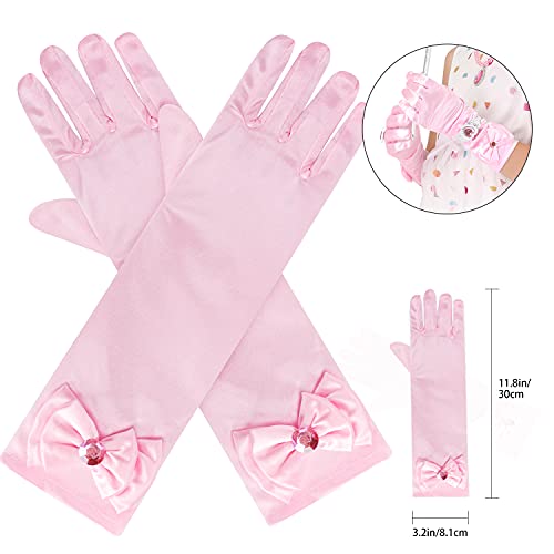Princess Dress Up Party Accessories for Princess Costume Gloves Tiara Wand Necklace Earrings Bracelet and Ring Gift Set 9p...