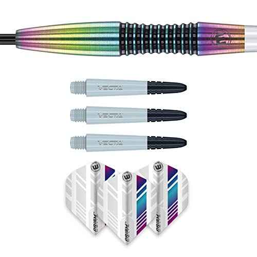 WINMAU Elektra 90% Tungsten Darts with Prism Flights and Vecta Shafts (Stems) Steel Tip & Soft Tip