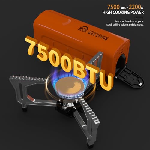 INFOOD Portable Butane Gas Camping Stove - 7500 BTU Compact Folding Design with Carry Bag for Backpacking, RV Trips, Picni...