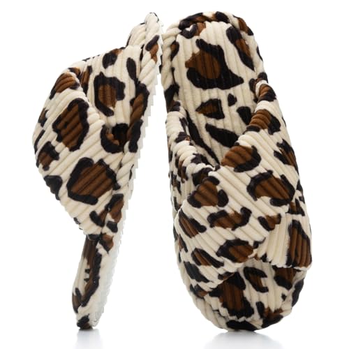 GOEWY Slippers for Women Memory Foam House Bedroom Corduroy Crossbands Open Toe Slides Sandals Shoes Comfy Trendy Gift for...