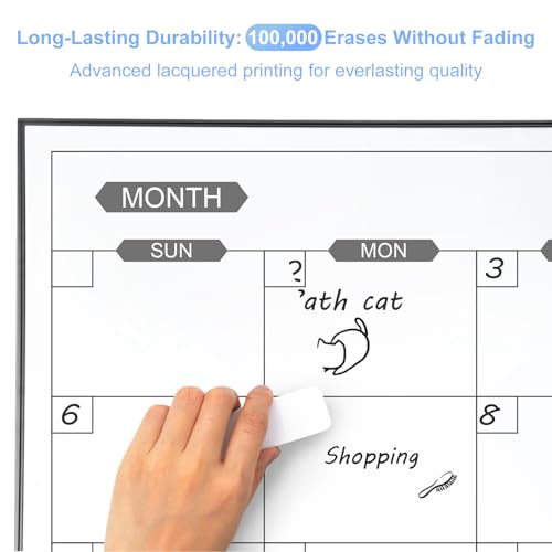 ARCOBIS Dry Erase Calendar for Wall, 36" x 24" Magnetic Monthly White Board Calendar Dry Erase and Small WhiteBoard with S...