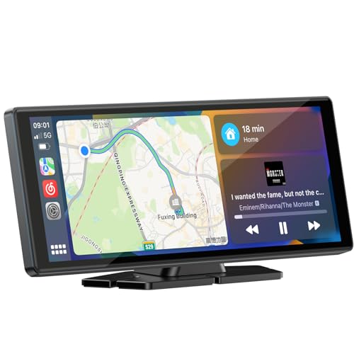 LAMTTO 9.26-inch Wireless CarPlay Screen for Car Compatable with Apple CarPlay& Android Auto,Portable Car Stereo with GPS ...