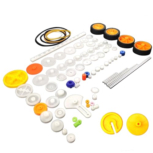 EUDAX 82 pcs Plastic Gear Package Kit - DIY Gear Assortment Accessories Set for Toy Motor Car Robot Various Axle Belt Bush...