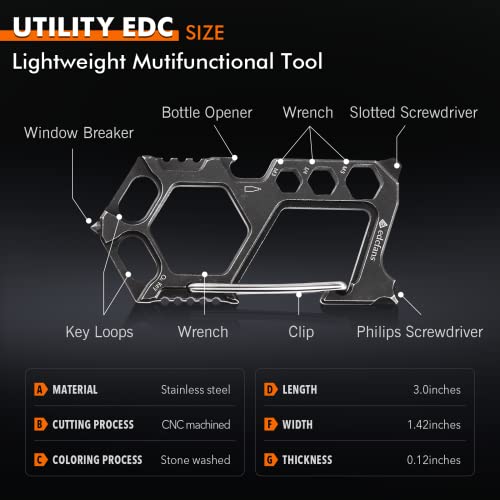 Carabiner Keychain Stainless Steel Multitool - 11 in 1 Tactical Emergency Survival Gear - Glass Breaker,Bottle Opener, Wre...