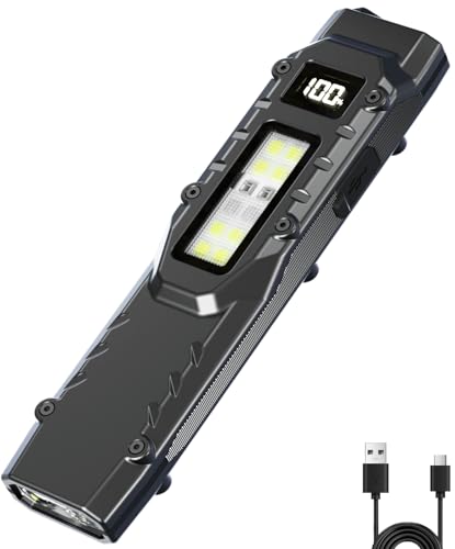 Ciwuzxs EDC Tactical Flashlight DT007, Compact 7 Mode Pocket LED Flashlight - 1500LM, USB-C Rechargeable Digital Display, ...