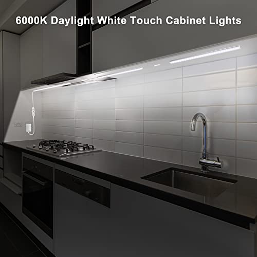 Maylit Under Cabinet Lights Plug in, 3 Pcs 12 Inch Ultra Thin Under Cabinet Lighting, Super Bright Daylight White Under Co...