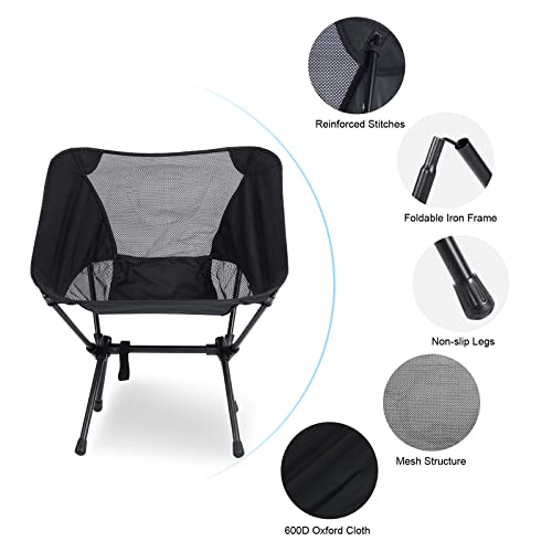 Lightweight Chair Folding Camping Chairs, Backpacking Chair Ultralight Hiking Chairs, Compact Camping Chairs, 176 lbs Weig...