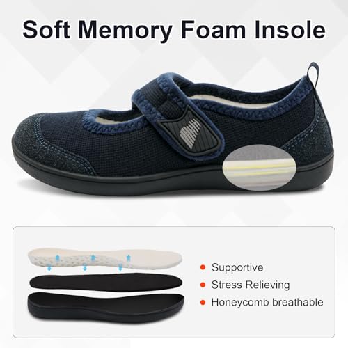 BARERUN Womens Slippers Wide Diabetic Shoes for Women Adjustable House Slippers Swollen Bunions Neuropathy House Shoes Sta...