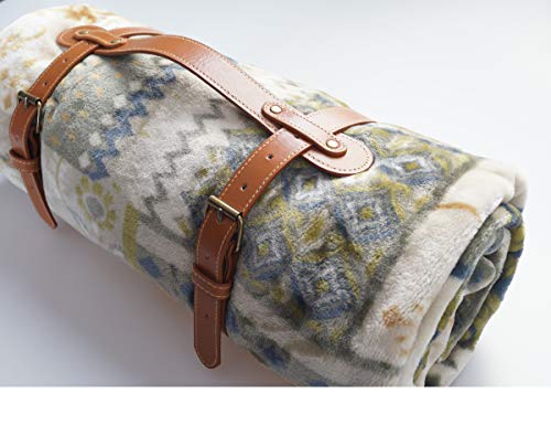PU Leather Handle Outdoor Picnic Blanket Carry Strap Camping Travel Rug Carrier Blanket Motorcycle Tour Yoga Mat Luggage B...