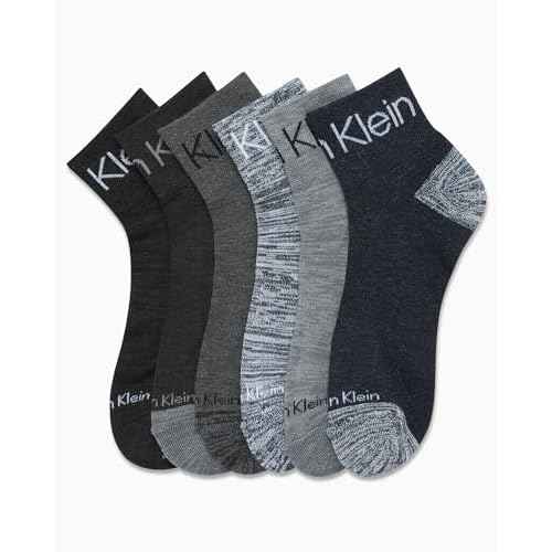 Calvin Klein Mens High Quarter Socks - 6 Pack Breathable Soft Cushioned Mini Crew Athletic Socks for Men (Shoe Size: 7-12)