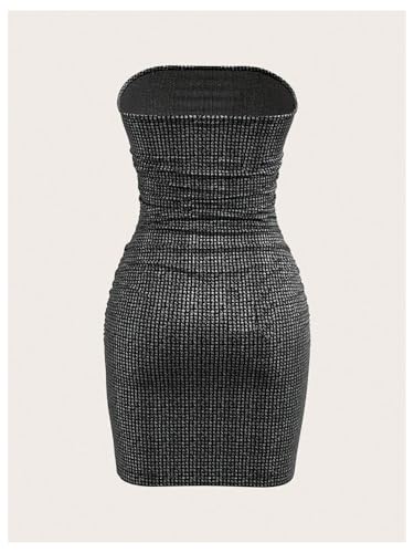 MakeMeChic Women's Sparkly Strapless Dress Bodycon Party Sexy Mini Dresses