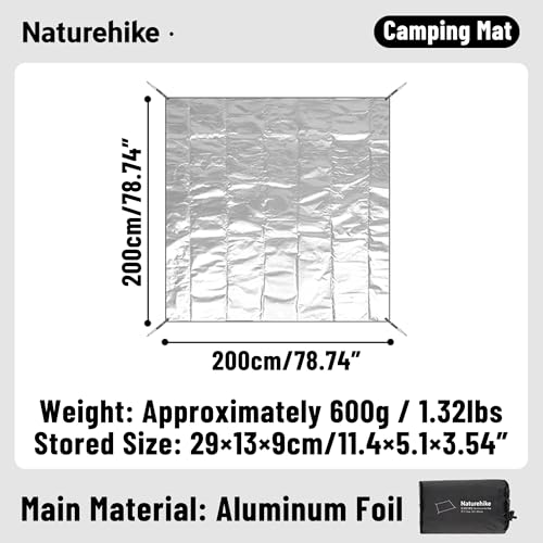 windhike Naturehike Aluminum Foil Foldable Picnic Blanket, Ultralight Ground Sheet Mat, Waterproof Camping Tarp, Sleeping ...