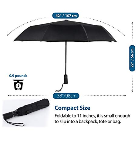 SY COMPACT Travel Umbrella - Windproof Automatic Compact Umbrella, Lightweight Waterproof Design for Backpack, Car & Purse