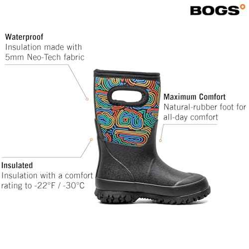 BOGS Grasp Kids Waterproof Rain Boots ? Insulated for Winter, Snow & Mud with Easy Pull-On Handles for Toddlers, Boys & Girls, All-Weather Protection