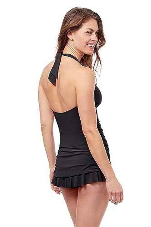 Profile by Gottex Unchain Halter Swimdress Bathing Suit for Women, Size 10, Black