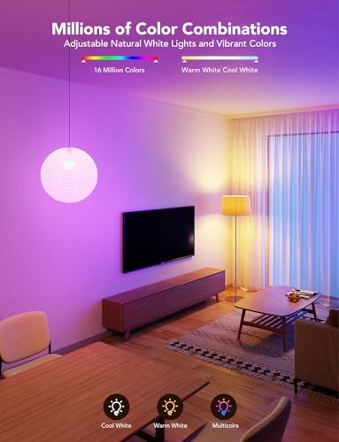 Govee Smart Light Bulbs 1200 Lumens, Color Changing Light Bulbs RGBWW Dimmable, Works with Alexa & Google Assistant, Color...
