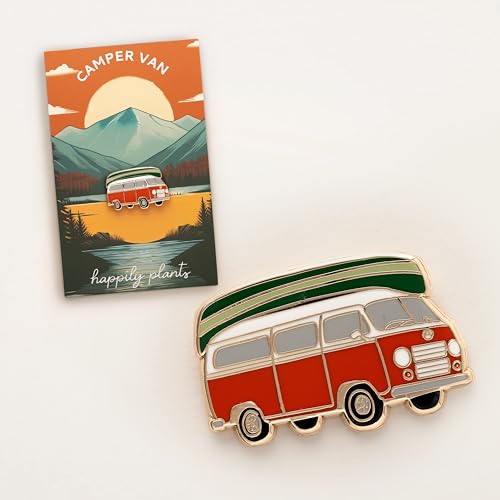 Camp Life Camper Van & Canoe Pin – Wanderlust-Inspired Travel-Themed Pin, Road Trip Accessory, Outdoor Lifestyle Gift, Lak...