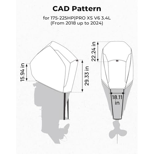 KEMIMOTO Outboard Motor Cover 600D Heavy Duty Waterproof for Mercury Outboard Engine Cover Compatible with Mercury 250HP,300HP,200-300 PRO XS - 4STR V8 4.6L 2017-2023