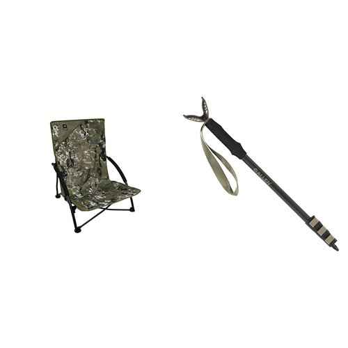 Barronett Ground Gobbler Low Profile Hunting Chair and Allen Shooting Stick - Versatile 300lb Capacity and Adjustable Height Hunting Accessories