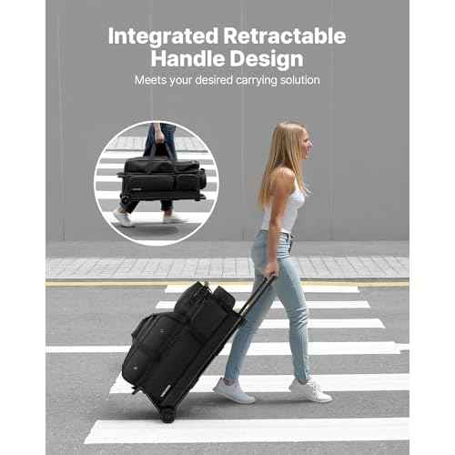VEVOR Bowling Ball Bag, 3 Ball Double Roller Bowling Bag with Wheels, Featuring a Separate Compartment for Shoes (Up To US Size 16) & Oversized Accessory Pocket, Retractable Handle Extends to 41.34 in