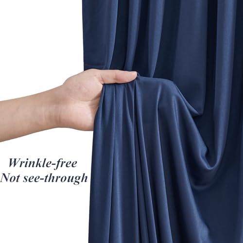 10x10ft Navy Blue Backdrop Curtains with Lights Wrinkle Free Fabric Backdrop Curtain for Wedding Birthday Party Baby Showe...