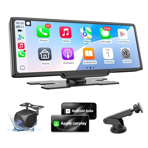 HK5 Carplay Screen for Car, 10.26’’ HD Wireless Apple Carplay & Android Auto Touchscreen with Backup Camera, Car Play Scre...
