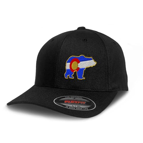 Flexfit Left Side Panel Colorado State Flag Bear Embroidery Hats for Men & Women