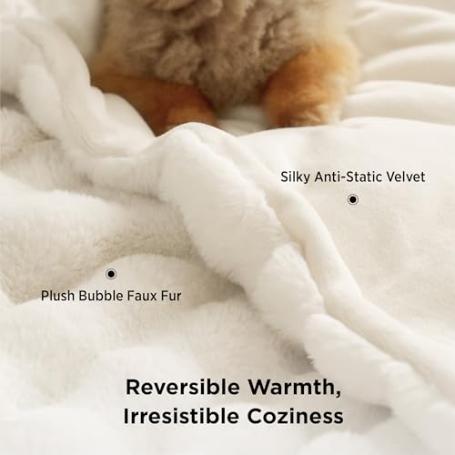 Bedsure GentleSoft Fluffy Fuzzy Throw Blanket, Soft Cozy Faux Fur Fleece Minky Blanket, Room Decor Couch Bed Cover Winter ...
