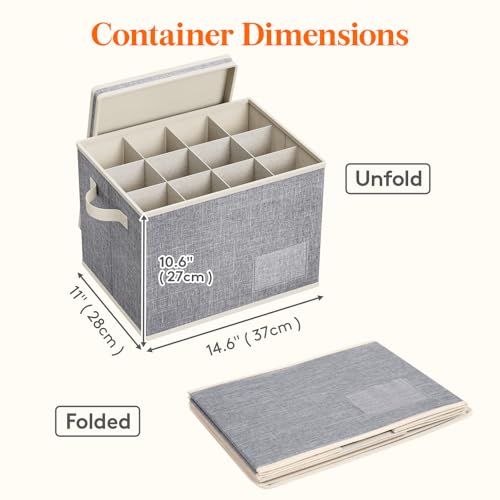 Lifewit 3 Pcs Wine Glass Storage Box with Dividers, Stackable Cationic Hard Shell Stemware Organizer Case 24 Cells, Foldab...