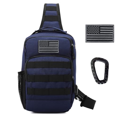 Valinov Tactical Shoulder Bag,Molle Shoulder Backpacks,Military Sling Daypack Backpack with USB Charging port