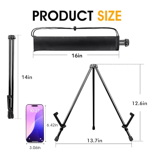 AROIC 3 Pack 14'' Tabletop Easels, Black Steel Table Top Easels for Display, Adjustable Portable Table Top Easel for Paint...