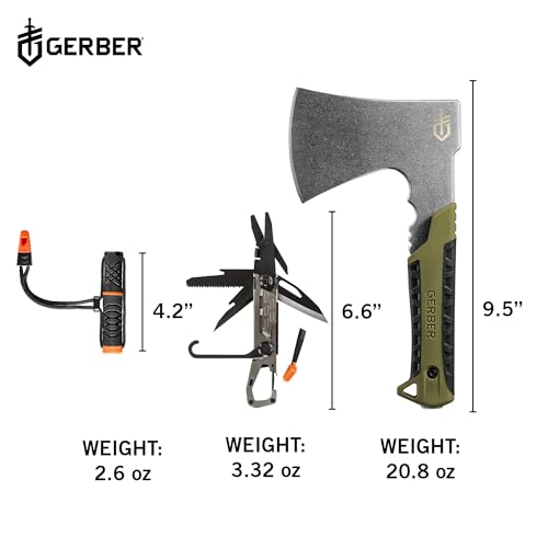 Gerber Gear Camp Setup Kit - Includes Pack Hatchet, Fire Starter & Stake-Out Camping Multitool - Premium Camping Equipment