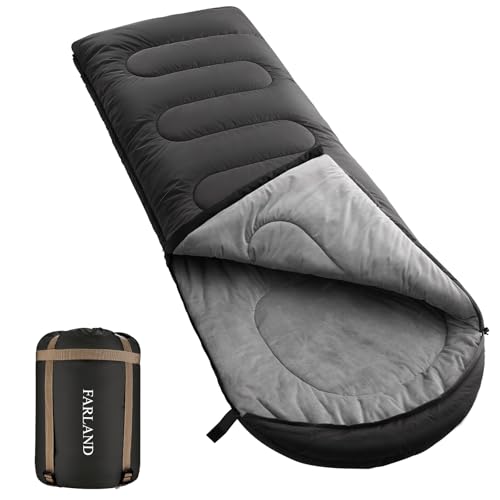 FARLAND Sleeping Bag for Adults, Cold Weather & Warm Plush Fleece-Lined Interior - Portable Waterproof Windproof with Comp...