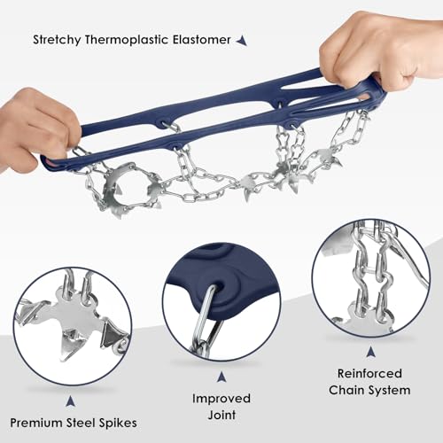 Crampons Ice Cleats Traction Snow Grips for Boots Shoes Women Men Anti Slip 19 Stainless Steel Spikes Safe Protect for Hik...