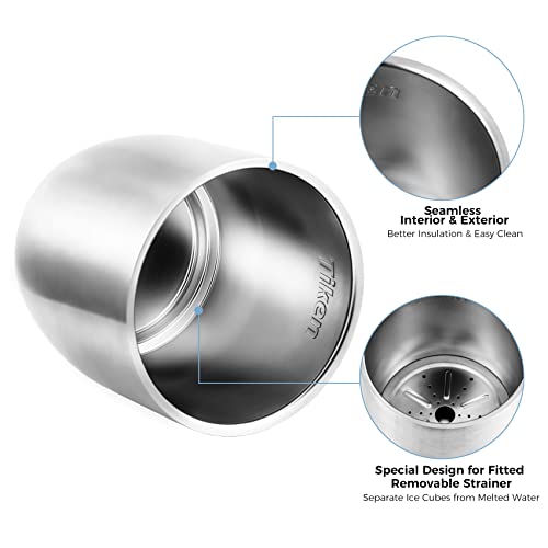 Tiken 3L Double-Wall Vacuum Insulated Ice Bucket with Lid & Tong Stainless Steel Champagne Buckets for Cocktail Bar, Parti...