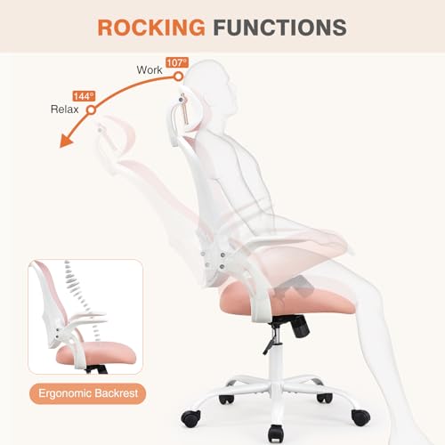 Office Computer Desk Chair, Ergonomic High-Back Mesh Rolling Work Chairs with Wheels and Adjustable Headrests