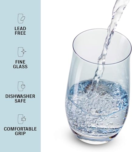 BENETI Premium Glass Cups, Highball Drinking Glasses Set of 6 | Made in Europe Water and Juice Kitchen Glassware | Colored...