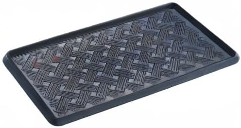 HF by LT Lattice Rubber Boot Tray, 32 x 16 inches, One-Piece Seamless Construction, Durable Vulcanized Rubber, Year Round Use Indoors or Outdoors, Black