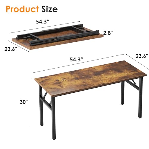Need Folding Desk, 54 inch Large Computer Desk for Home Office, No Install Needed Study Student Writing Table Desk Worksta...