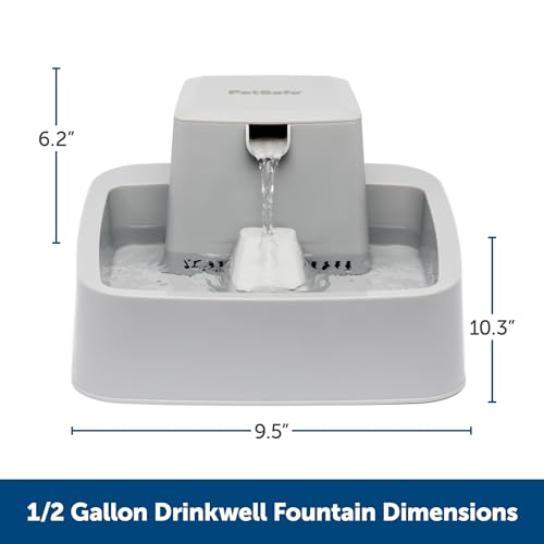 PetSafe Oasys 1/2 Gallon Pet Fountain - Cat & Dog Hydration Station with Free-Falling Water Stream & Customizable Flow - E...