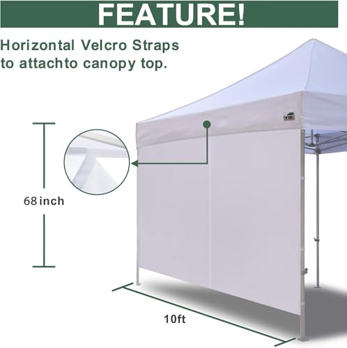 Eurmax USA 10FT Instant Canopy SunWall with Middle Zipper Wall for Pop Up Canopy Tent，1 Pack Sidewall for Outdoor Shade(Fo...