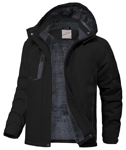 Buyboxs Kids Winter Jackets Warm Fleece Waterproof Snow Jacket with Zipper Pockets Detachable Hood