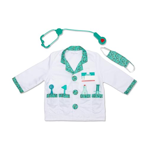 Melissa & Doug Doctor Costume Dress-Up Set for Kids (8-Piece) – Pretend Play Outfit with Stethoscope, Coat & Accessories –...